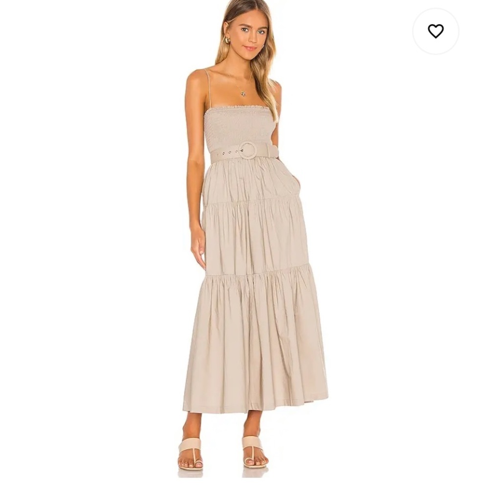 Beige tiered maxi dress with pockets